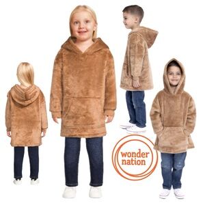 WONDER NATION Unisex Faux
Sherpa Snugget Hoodie In Brown Acorn Toddler Sz 4T